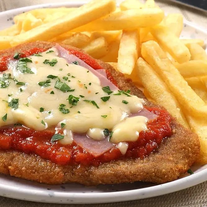 Milanesa al plato, a la Pizza
